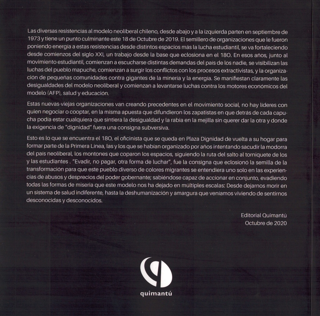 18 de octubre: Primer borrador. Reflexiones desde abajo para pensar nuestro mañana - Quimantú