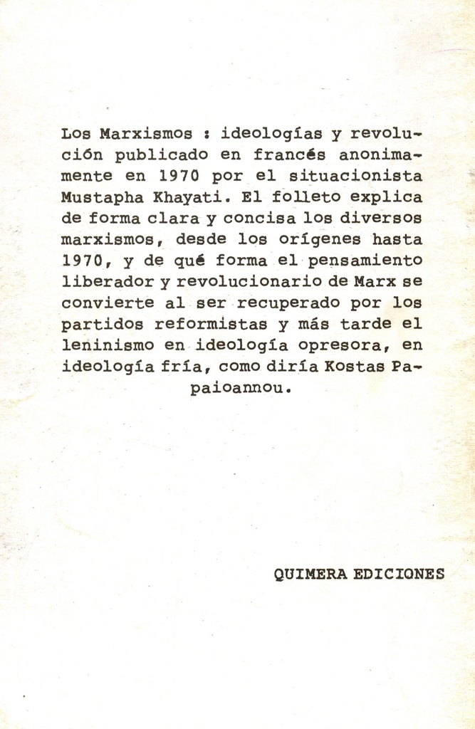 Los marxismos: ideologías y revolución - Mustapha Kayathi  