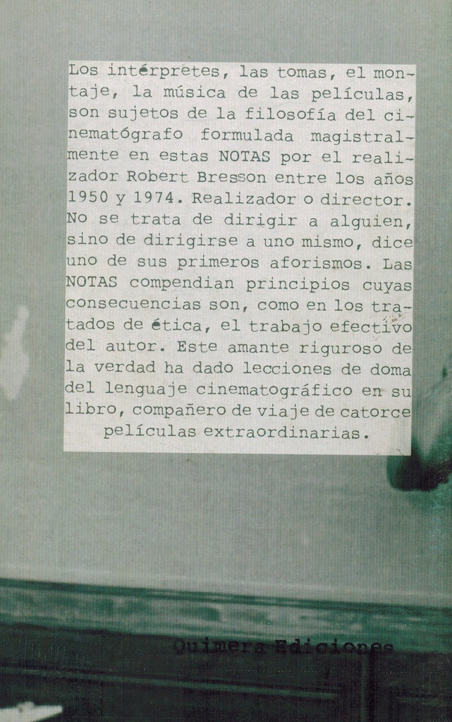 Notas sobre el cinematógrafo - Robert Bresson