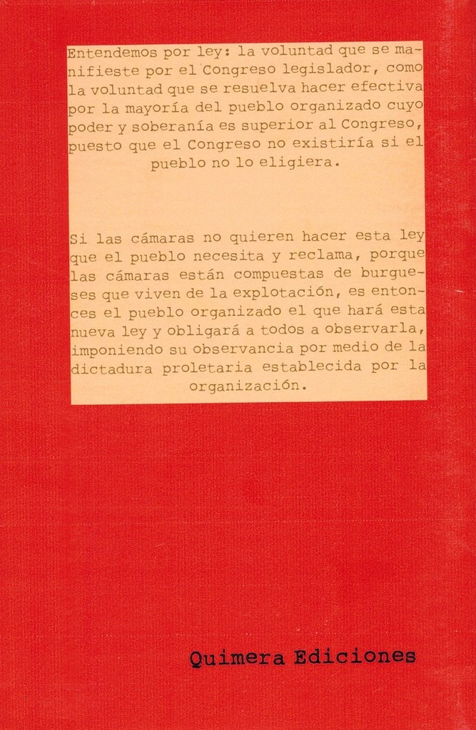 Proyecto de Constitución de la República Federalista Socialista de Chile - Luis Emilio Recabarren